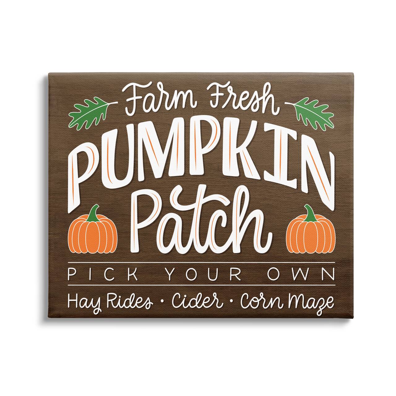 Stupell Industries Farm Fresh Pumpkin Patch Sign Canvas Wall Art